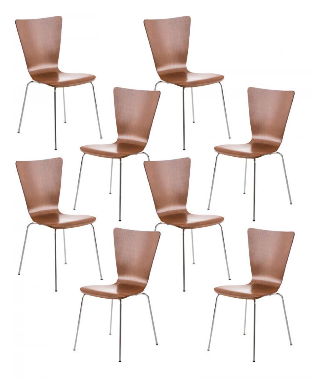 BESUCHERSTUHL 8er Set Holz braun - Braun, Holz/Metall (43/84/50cm) - CLP