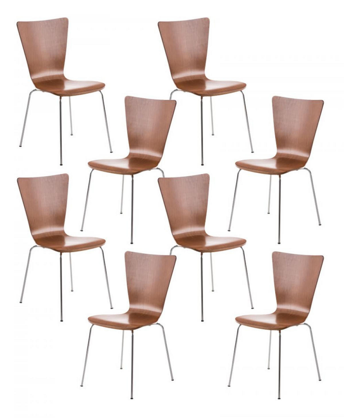 BESUCHERSTUHL 8er Set Holz braun - Braun, Holz/Metall (43/84/50cm) - CLP