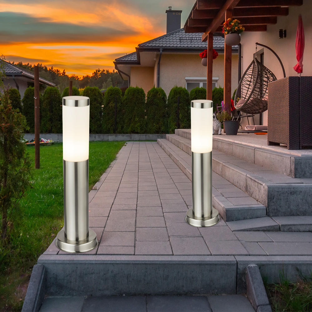 LED SOCKELLEUCHTE Edelstahl Silber 2er Set - Silberfarben, Metall (12.5/12.5/45cm)