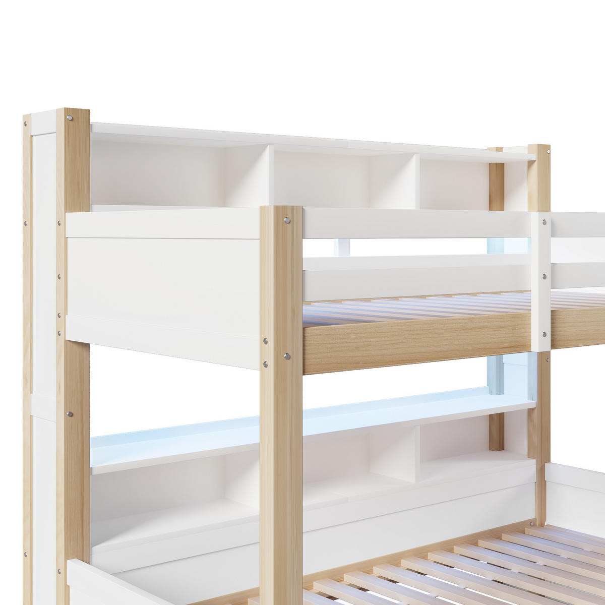ETAGENBETT Etagenbett mit Schublade Weiß/Natur - Naturfarben, Holz (140/200cm) - ComfortXL