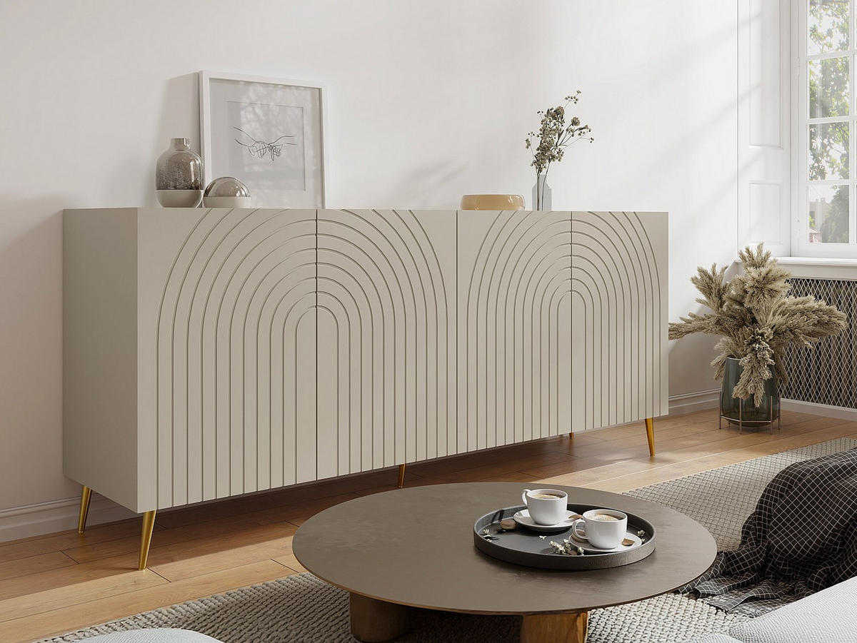 SIDEBOARD mit 4 Türen - Beige - NORSIM - Beige, Holz (200/85/38cm) - Vente-Unique