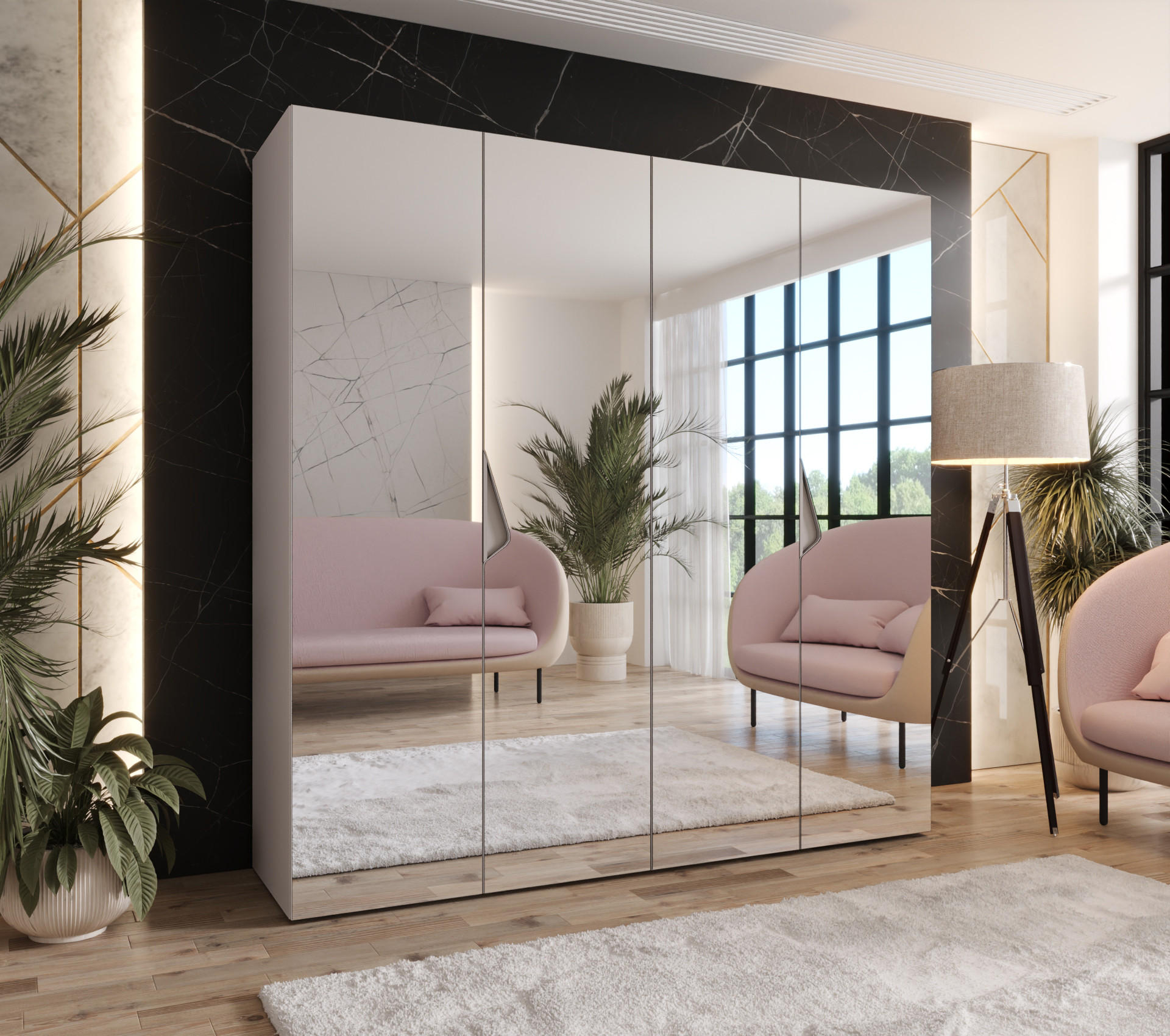 DREHTÜRENSCHRANK 202/200/52 4-türig - Beige, Holz/Metall (200/202/52cm) - Abiks Möbel