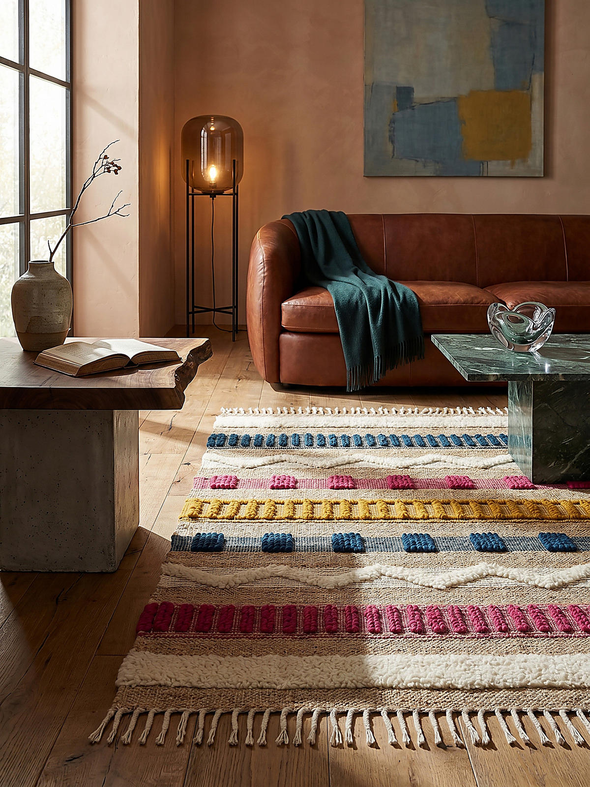 TEPPICH aus Jute handgewebt WHARFE in Bunt, geometrisch, 160 x 230 cm - Multicolor, Textil (160/230cm) - KADIMA DESIGN