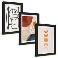 BILDER SET 3er Set - 20x30 cm Schwarzer Rahmen - Abstrakte Farbdekorationen - Schwarz, Kunststoff (20/30cm) - TULUP