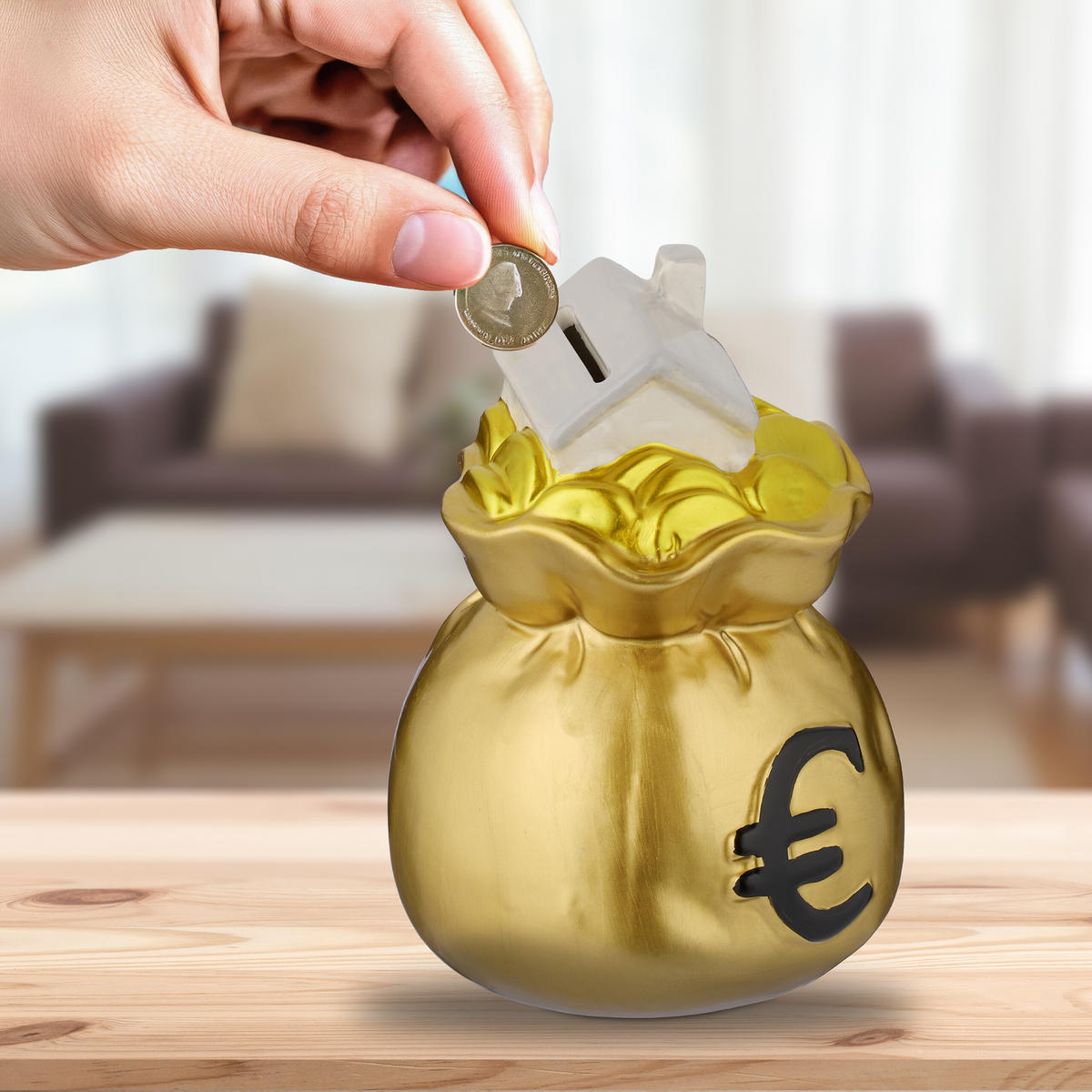 SPORENKA - zlatá, kameň (12/15.5/12cm) - Relaxdays