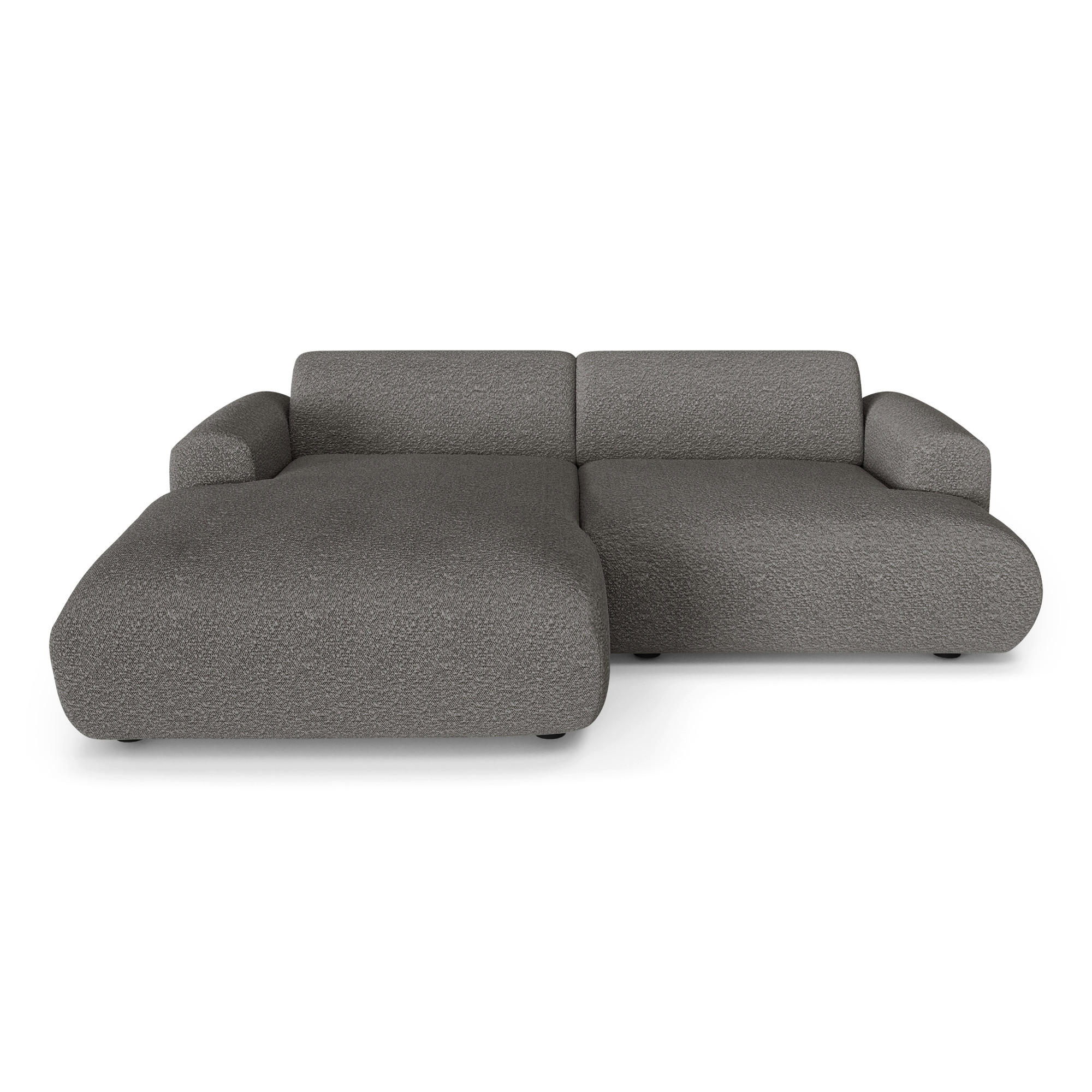ECKSOFA LINKS Bouclé-Stoff Graphitgrau 266cm - Graphitfarben/Grau, Textil (165/266cm) - Sia Home