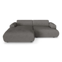ECKSOFA LINKS Bouclé-Stoff Graphitgrau 266cm - Graphitfarben/Grau, Textil (165/266cm) - Sia Home