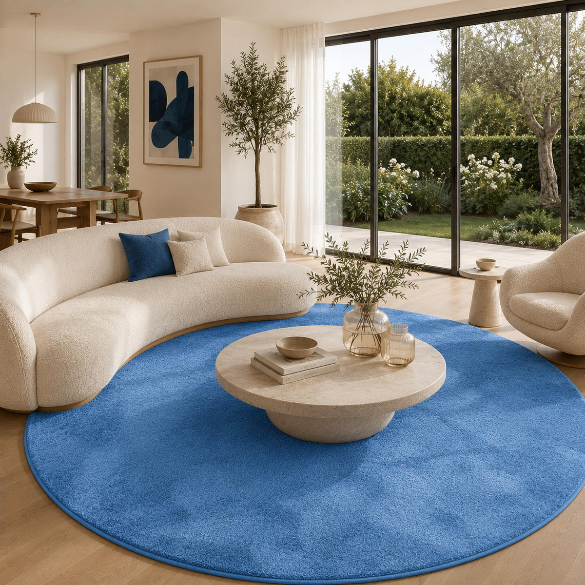 HOCHFLOR LANGFLOR TEPPICH SUPER SOFT MELIA RUND - Blau, Textil (160/160cm) - Pergamon