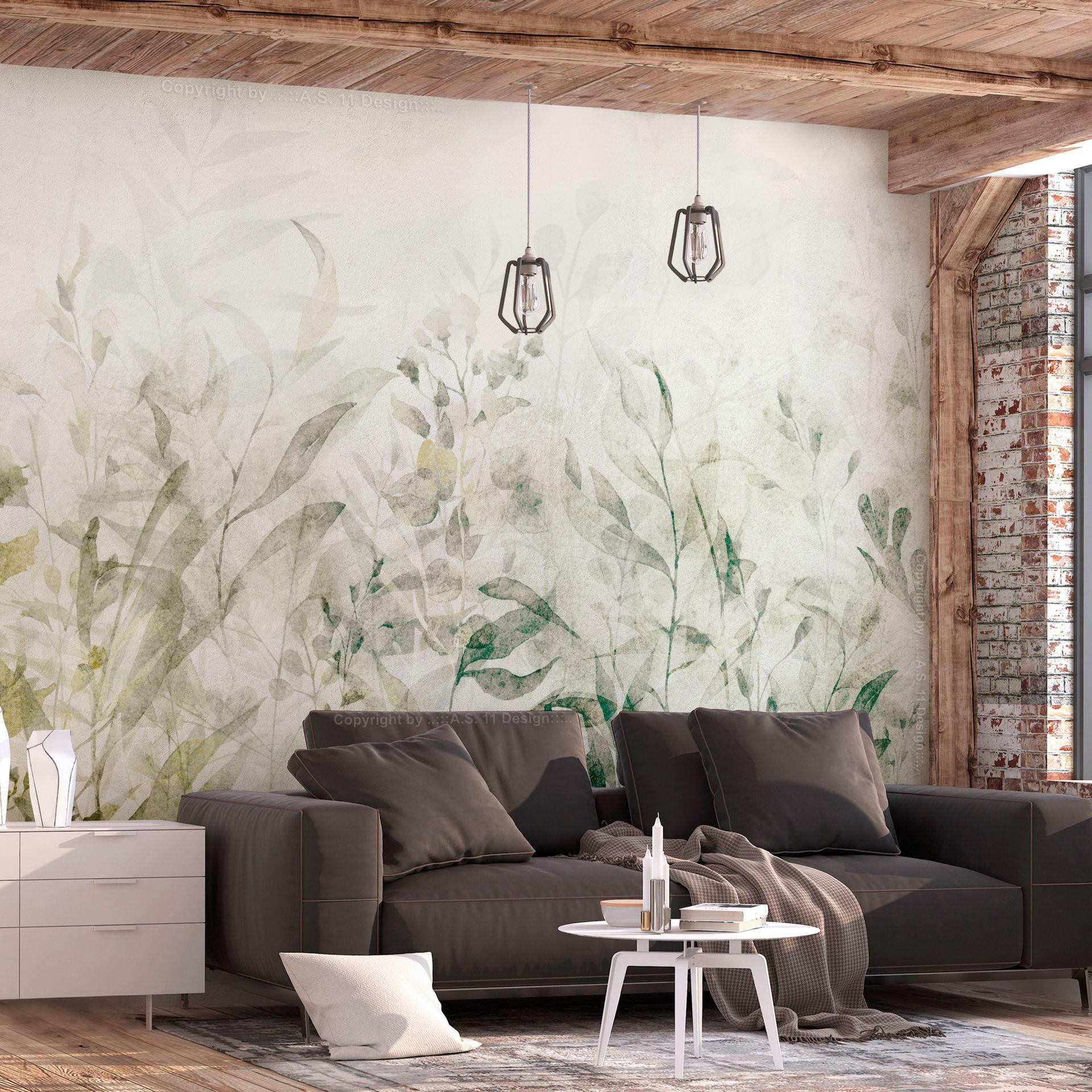 SELBSTKLEBENDE FOTOTAPETE 245/175 cm - Beige/Grün, Kunststoff/Textil (245/1cm) - KUNSTLOFT