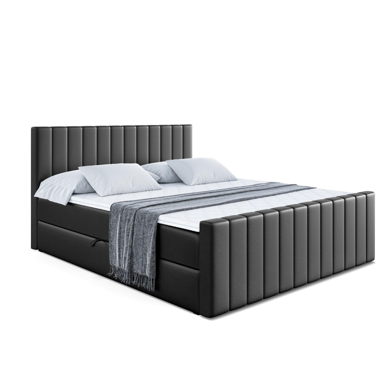 BOXBETT EDITA-Z - 120x200 cm - H3 - Schwarz Hochglanz - Schwarz Hochglanz, Holzwerkstoff (120/200cm) - ALTDECOR