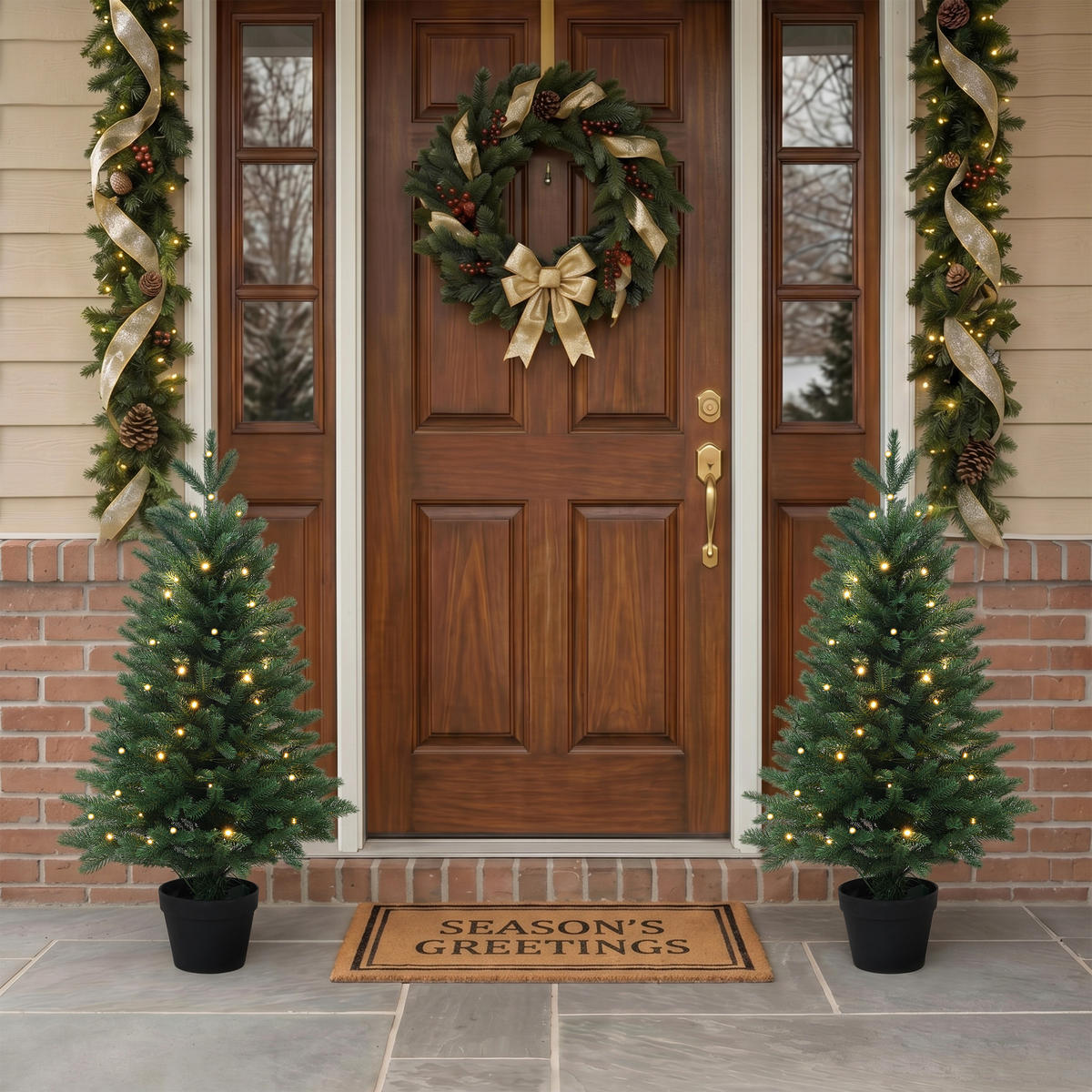 KÜNSTLICHER Weihnachtsbaum 90 cm mit Beleuchtung und Timer - Grün, Kunststoff (60/93cm) - Hometopia