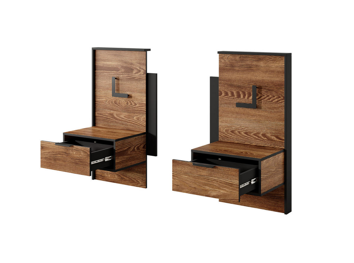 NACHTTISCH MILANO 48,8/102/39,6 cm Anthrazit - Braun, Holzwerkstoff (48.8/102/39.6cm) - MASSENO