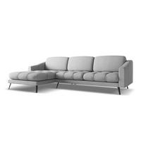 ECKSOFA Links Chenille Stoff Grau - Hellgrau/Schwarz, Textil/Metall (160/264cm) - Makamii
