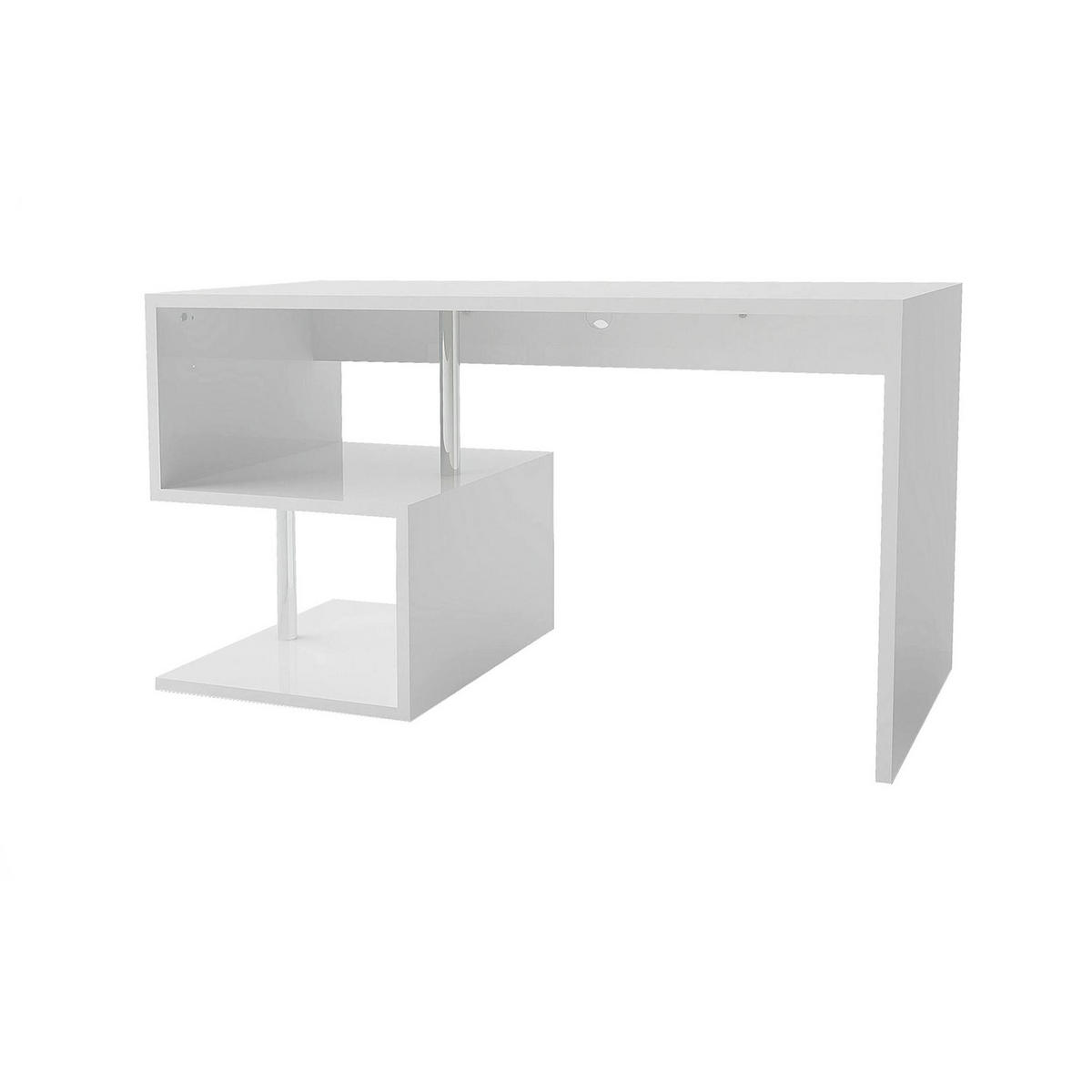 SCHREIBTISCH Glänzendes Weiß 60/140/78 cm - Weiß, Holzwerkstoff (60/140/78cm) - DMORA
