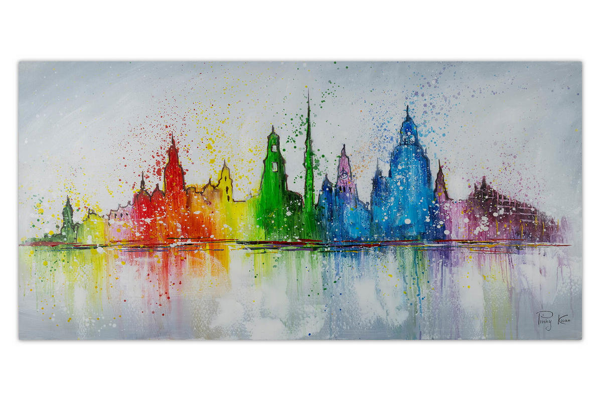 ACRYLBILD HANDGEMALT 120/60 cm - Multicolor/Grau, Holz/Textil (2/60cm) - KUNSTLOFT