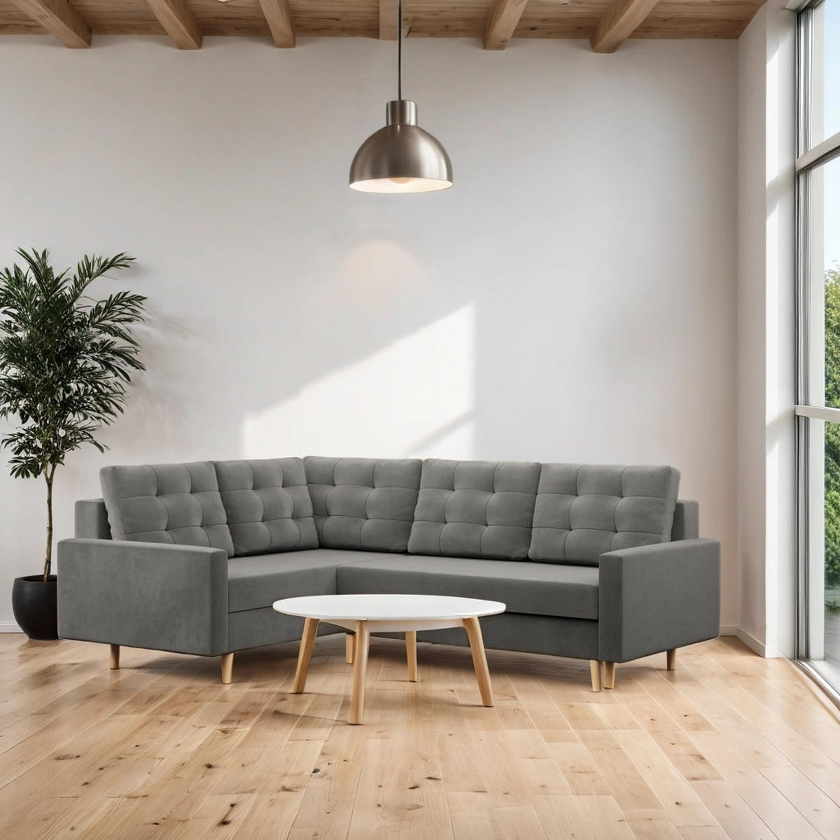 ECKSOFA Blank links hellgrau - Hellgrau, Textil (223/172cm) - SIMKAM Furniture