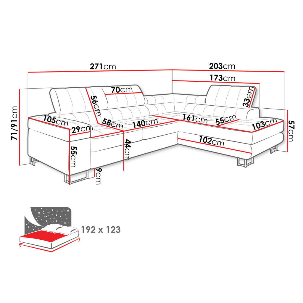 Thumbnail - Mirjan24 Ecksofa, Dunkelblau, Textil, 5-Sitzer, L-Form, 271x203 cm, Wohnzimmer, Sofas & Couches, Wohnlandschaften, Eckso...