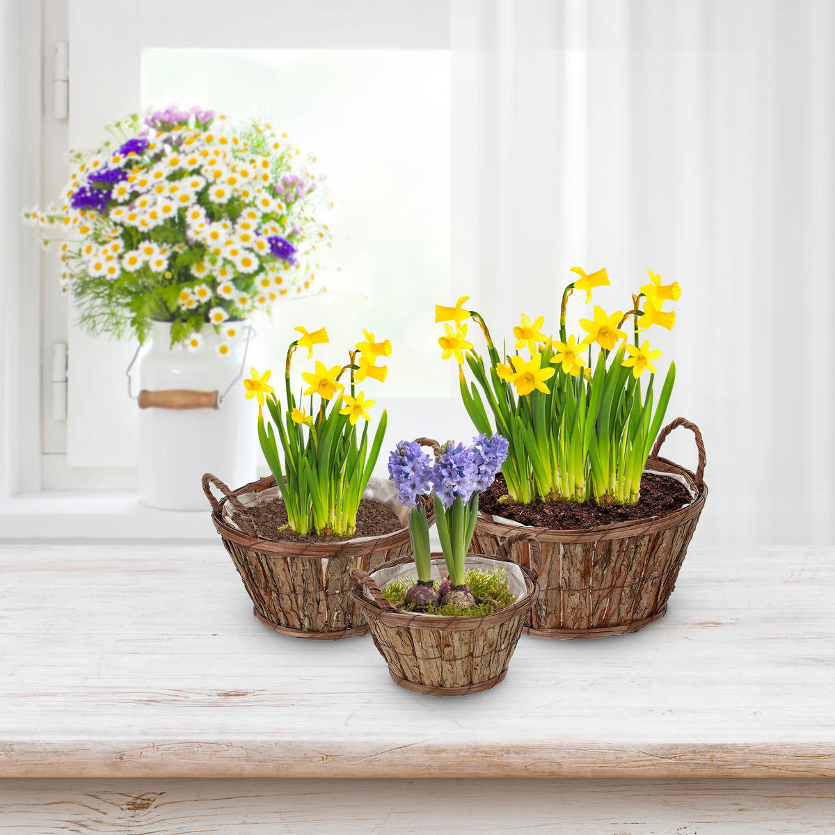 3XBLUMENTOPF - Braun, Holz/Kunststoff (29/19.5/28.5cm) - Relaxdays