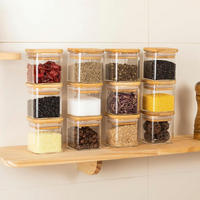 GEWÜRZGLÄSER 12er Set 120ml mit Bambusdeckel und Etiketten - Multicolor, Glas (6/6.7/6cm)