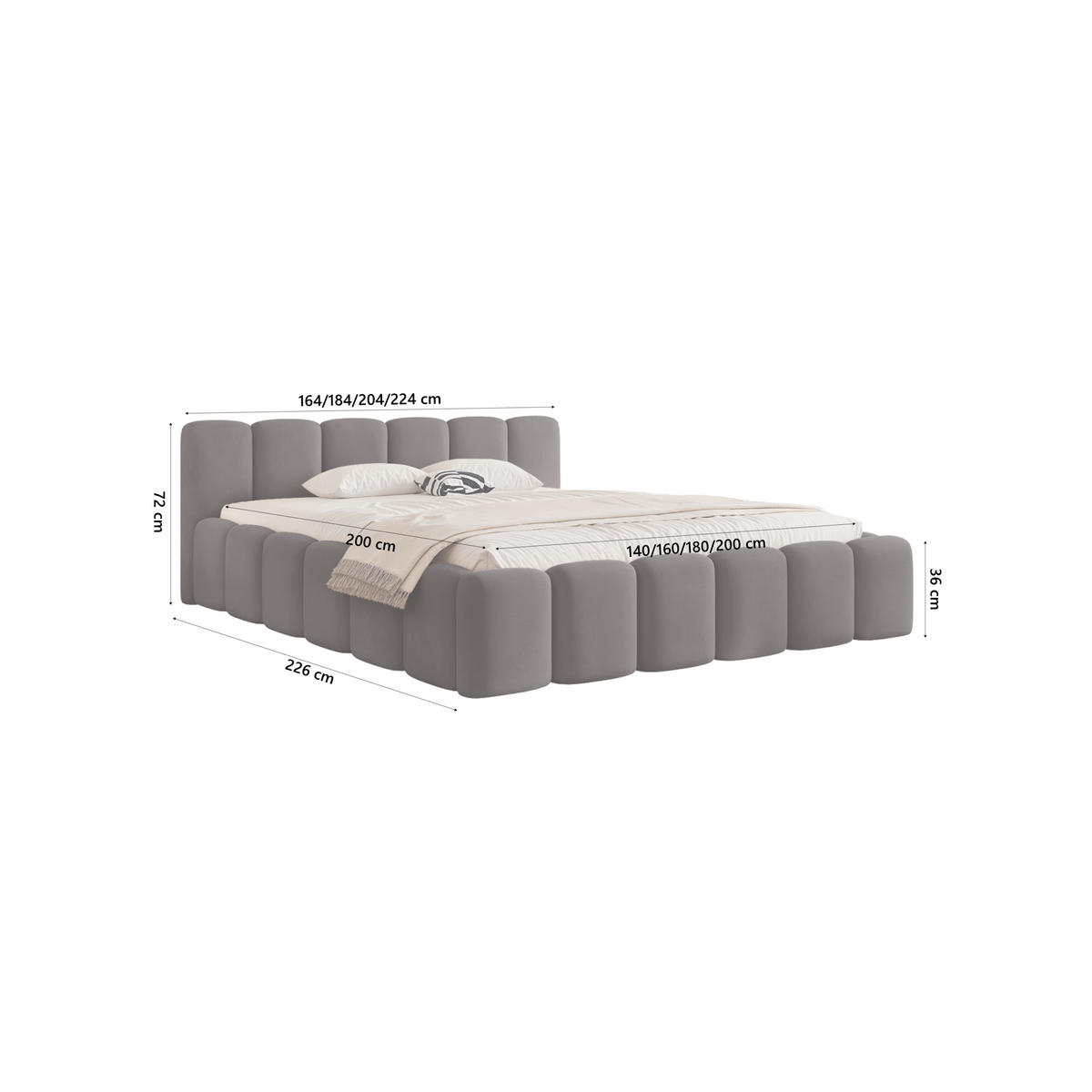 POLSTERBETT Limata 160x200 cm, Anthrazit - Anthrazit, Textil (160/200cm) - Fedve