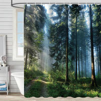 DUSCHVORHANG Sunshine Forest 240 x 180 cm Textil Wasserabweisend Waschbar - Multicolor, Textil (240/180cm)