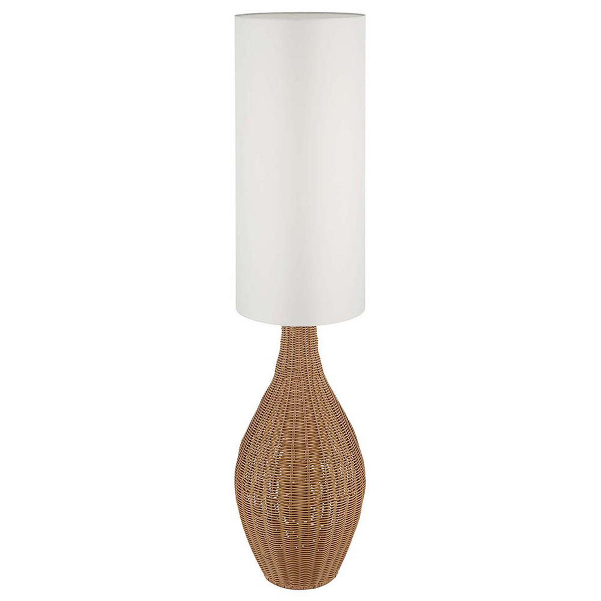 LED STEHLEUCHTE ANKO Rattan Optik Braun Weiß - Braun, Metall (27/27/125cm) - Nowa