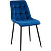 STUHL Samt dunkelblau - Schwarz/Dunkelblau, Textil/Metall (47/89/61cm) - CLP