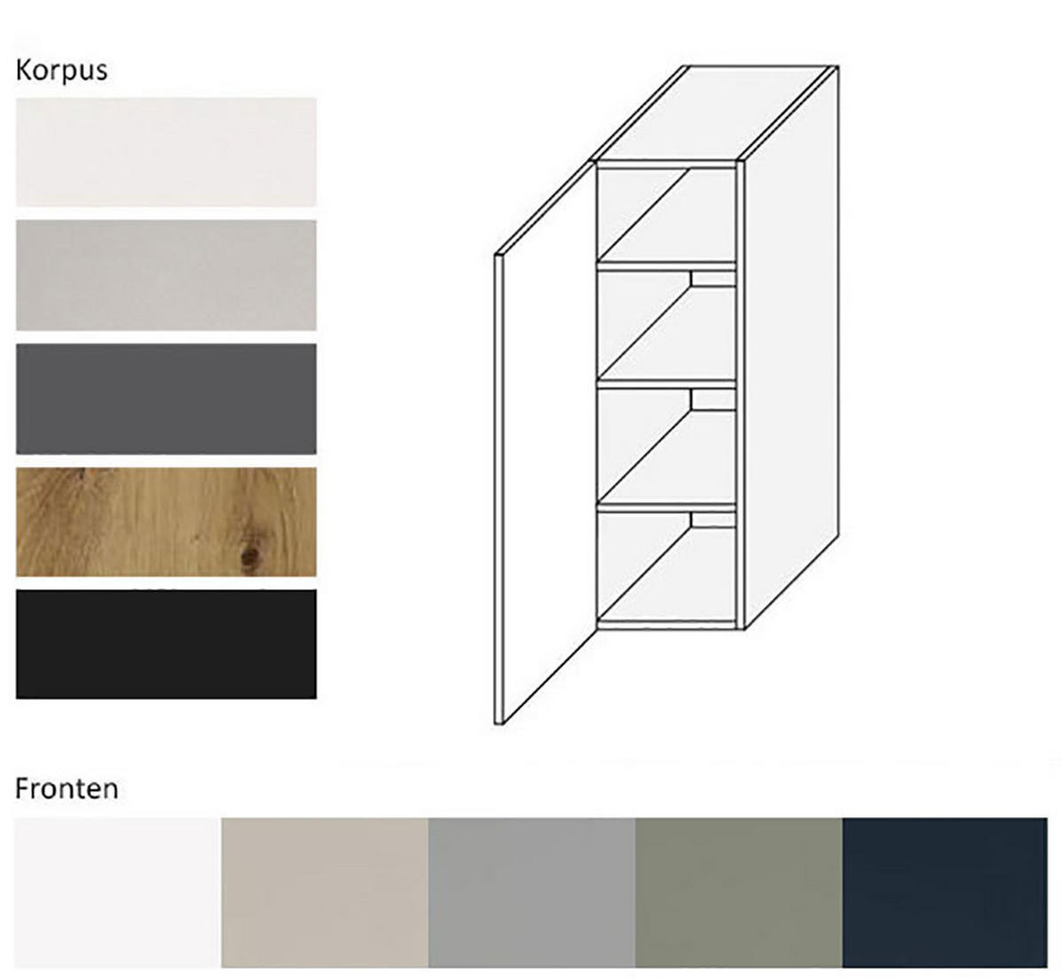 HÄNGESCHRANK Oslo W4/30 Lava / Reed Green Matt 30 / 32,5 / 96cm - Dunkelgrau/Grün, Holz/Holzwerkstoff (30/96/32.5cm) - Feldmann-Wohnen