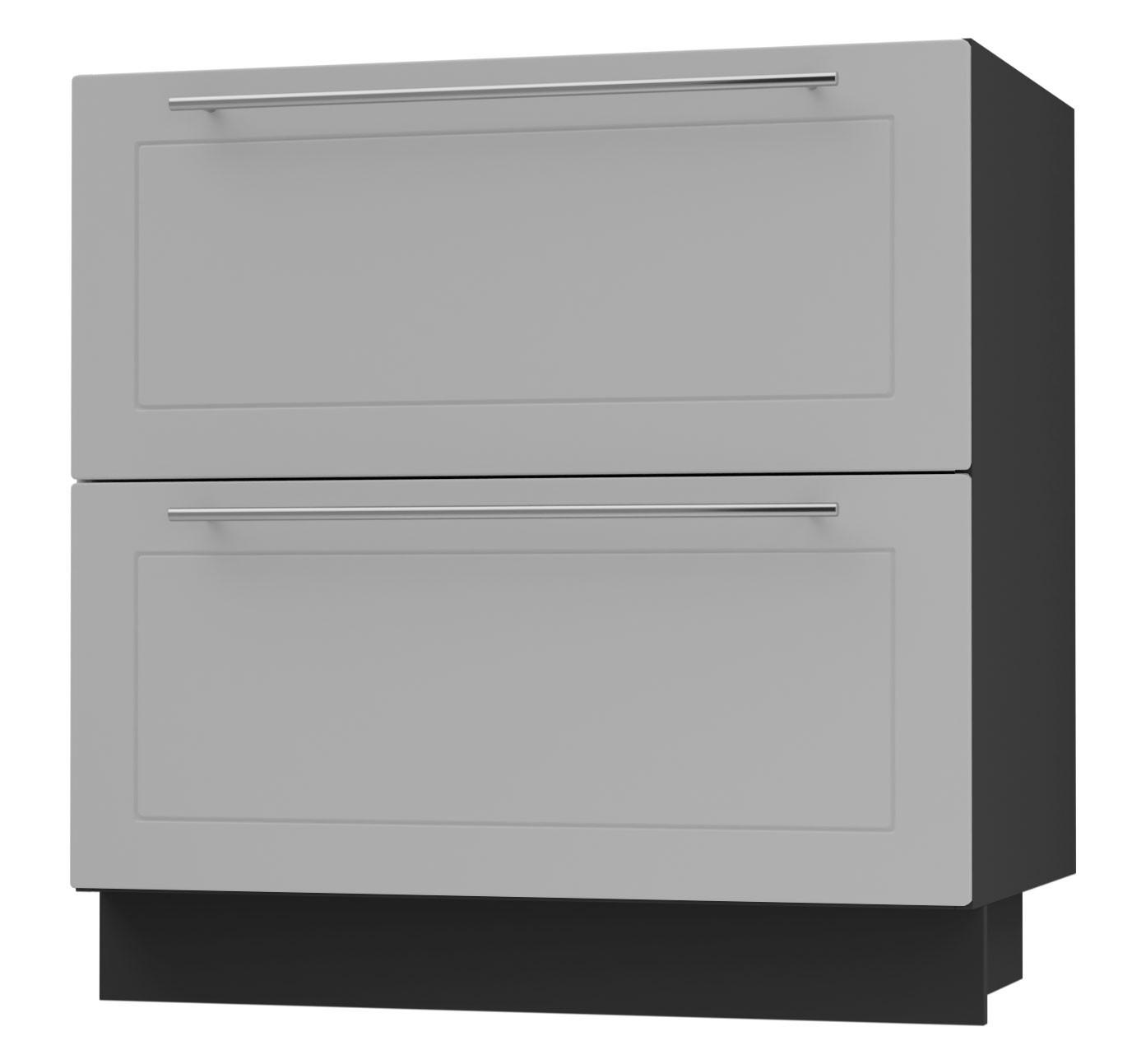 SCHUBLADENUNTERSCHRANK Bari D2A/80/1A Schwarz / RAL 7040 fenstergrau 80 / 50 / 82cm - Schwarz/Grau, Holz/Holzwerkstoff (80/82/50cm) - Feldmann-Wohnen