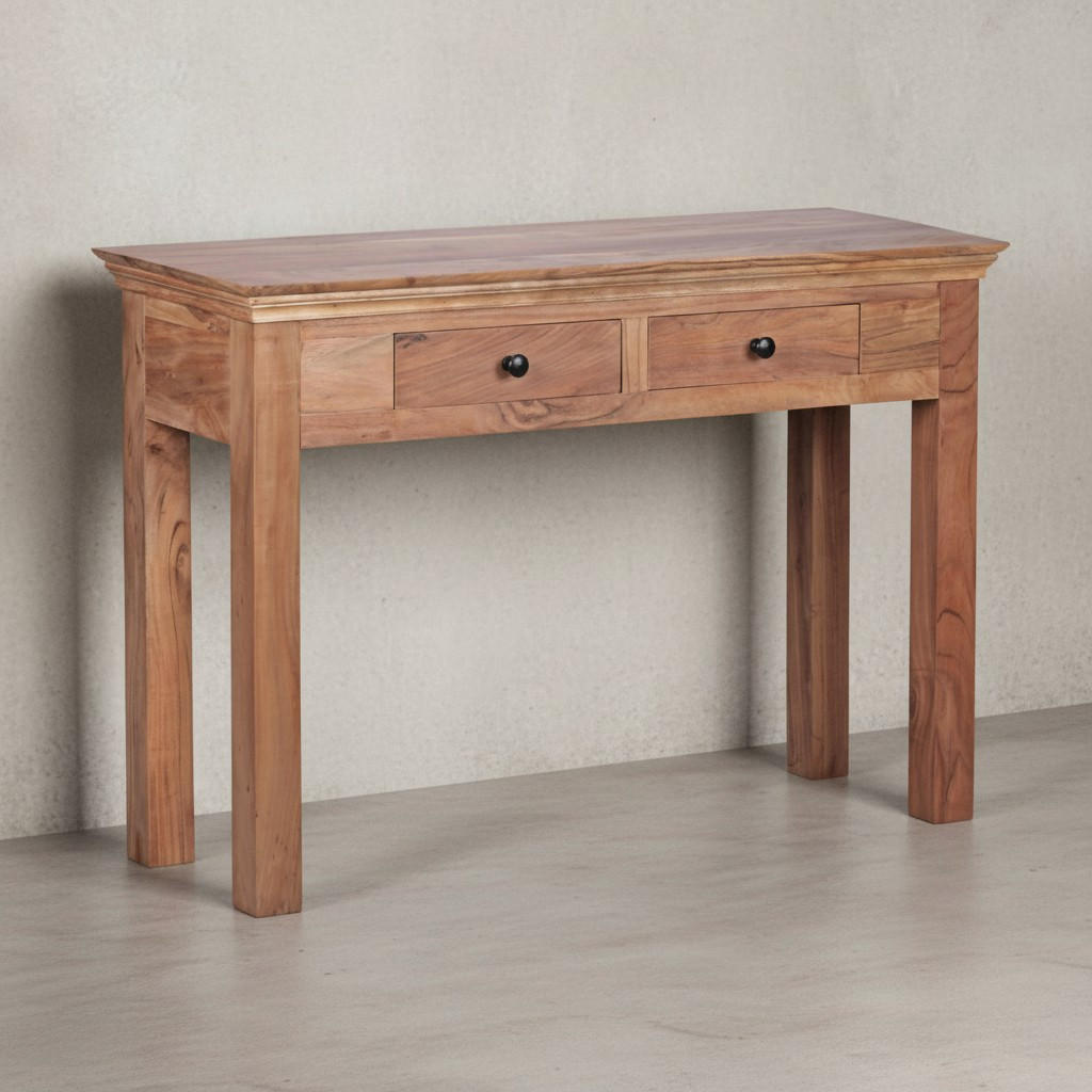 KONSOLENTISCH – Akazie Massivholz, 110x40 cm, Landhausstil, platzsparend - Braun, Holz (40/110/76cm) - KADIMA DESIGN