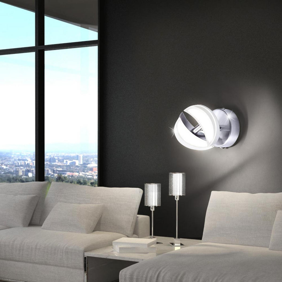 LED WANDLEUCHTE Stahl Silber beweglicher Spot - Silberfarben, Metall (11.5/12.5/12cm)