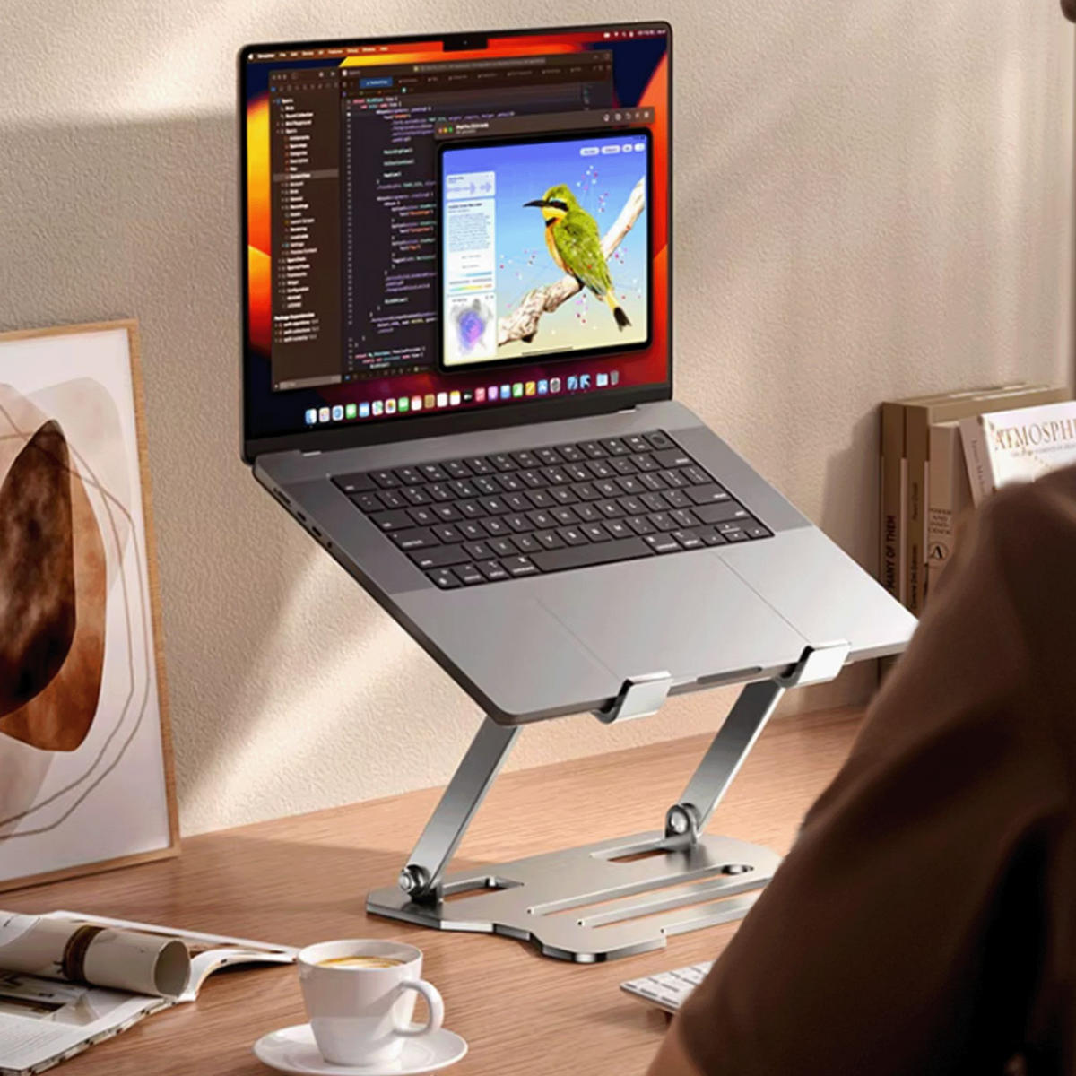 STÄNDER Laptop Höhenverstellbar - Silberfarben, Metall (25/21.5/25cm) - KRUMAD