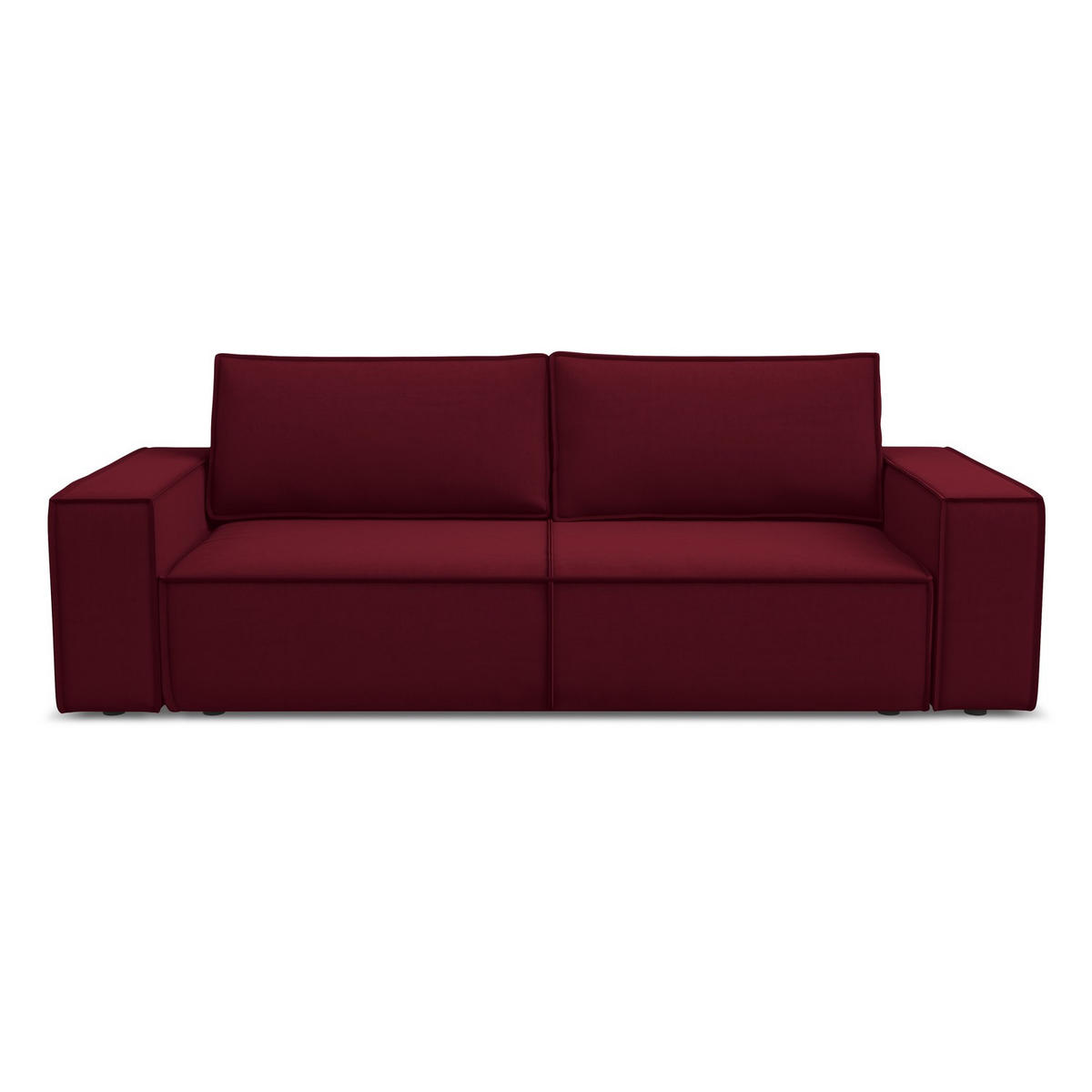 3-SITZER SOFA mit Schlaffunktion Samt Stoff Rot - Bordeaux/Rot, Kunststoff/Textil (255/85/105cm) - LaMiaSofa