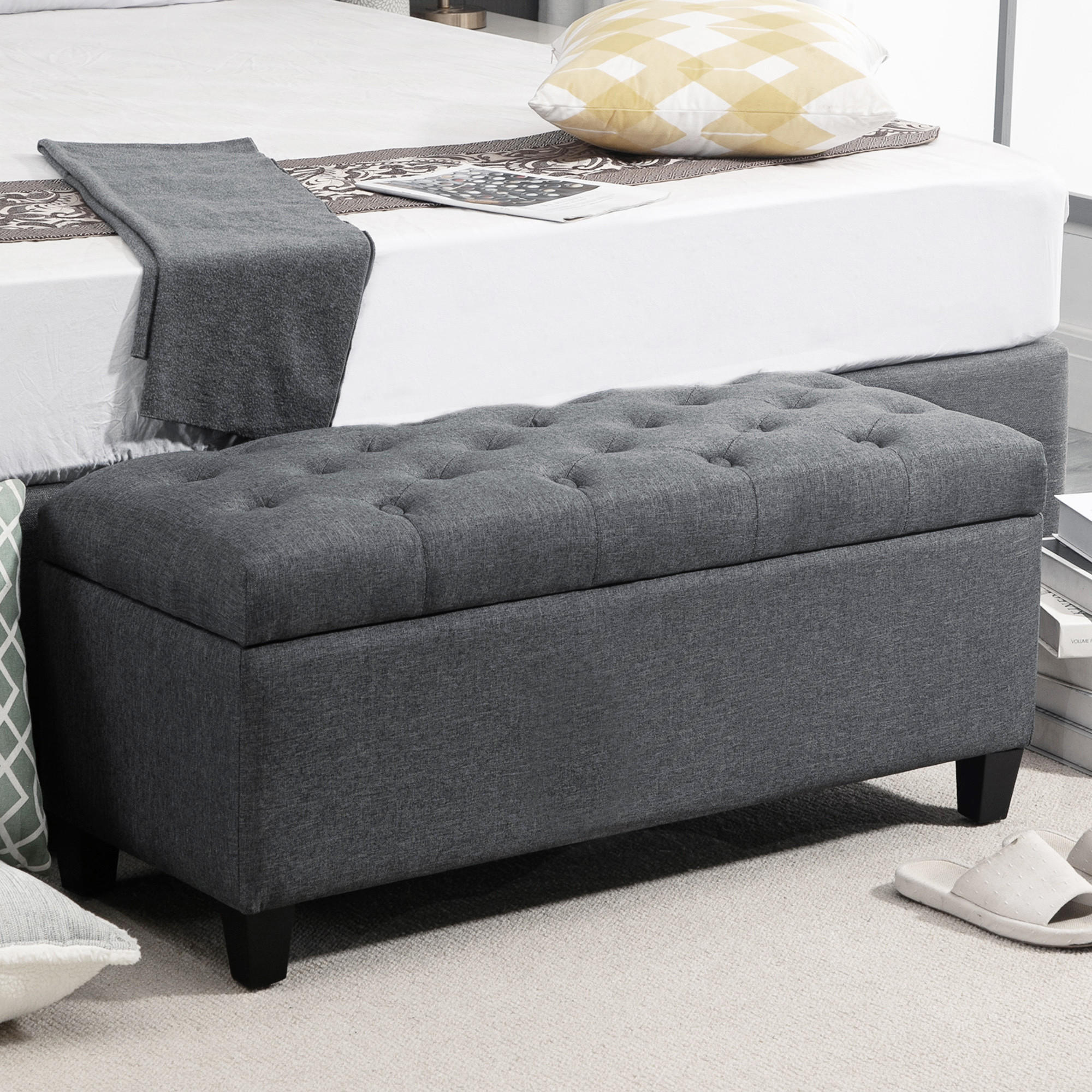 SITZBANK, Polsterbank, Dunkelgrau - Dunkelgrau, Kunststoff (40/44/100cm) - HOMCOM