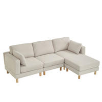 KUTNA garnitura 235/152/78 cm s otomanom, modularna lijevo/desno, skandinavski dizajn, Bež - bež, plastika (235/152cm) - Redom