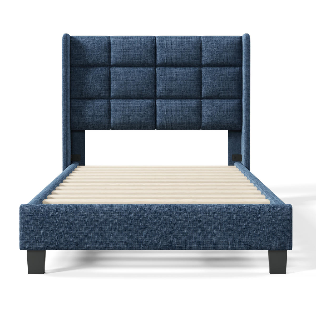 POLSTERBETT aus Leinen 90x200 cm in Blau mit Lattenrost - Blau, Textil (90/200cm) - Modfu