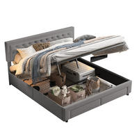 POLSTERBETT 180/200 cm Grau mit Bettkasten und Schublade - Grau, Holz (180/200cm) - SHOPENTRA