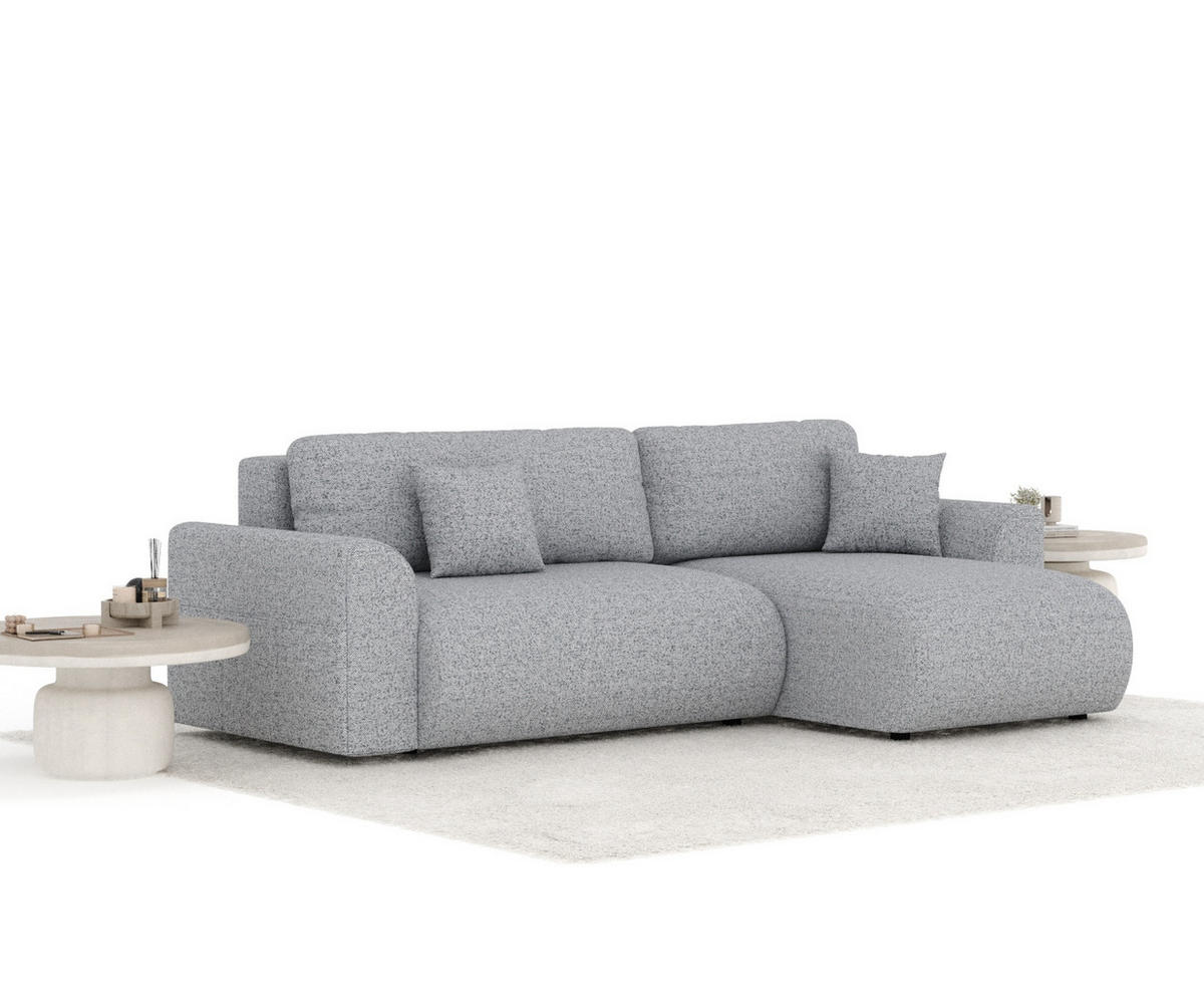 ECKSOFA MIT SCHLAFFUNKTION Bodega Grau Webstoff - Schwarz/Grau, Holz/Holzwerkstoff (235/138cm) - Maison de Reve