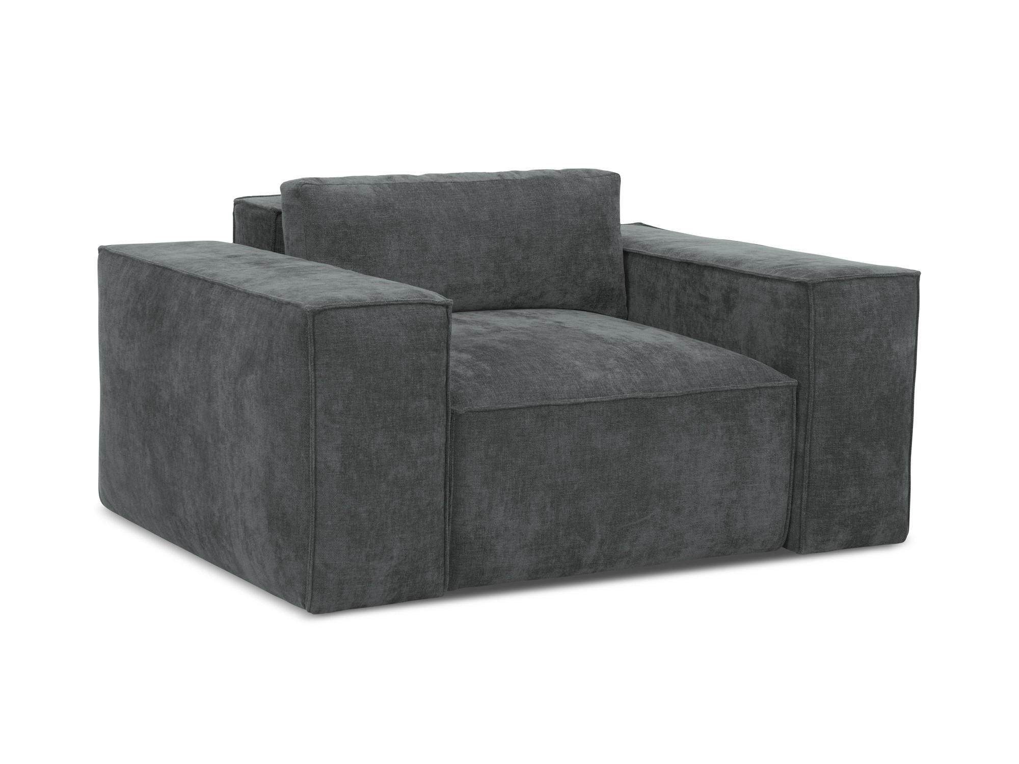 SCHLAFSESSEL Chenille Stoff Grau - Schwarz/Graphitfarben, Holzwerkstoff/Kunststoff (157/81/113cm) - Makamii