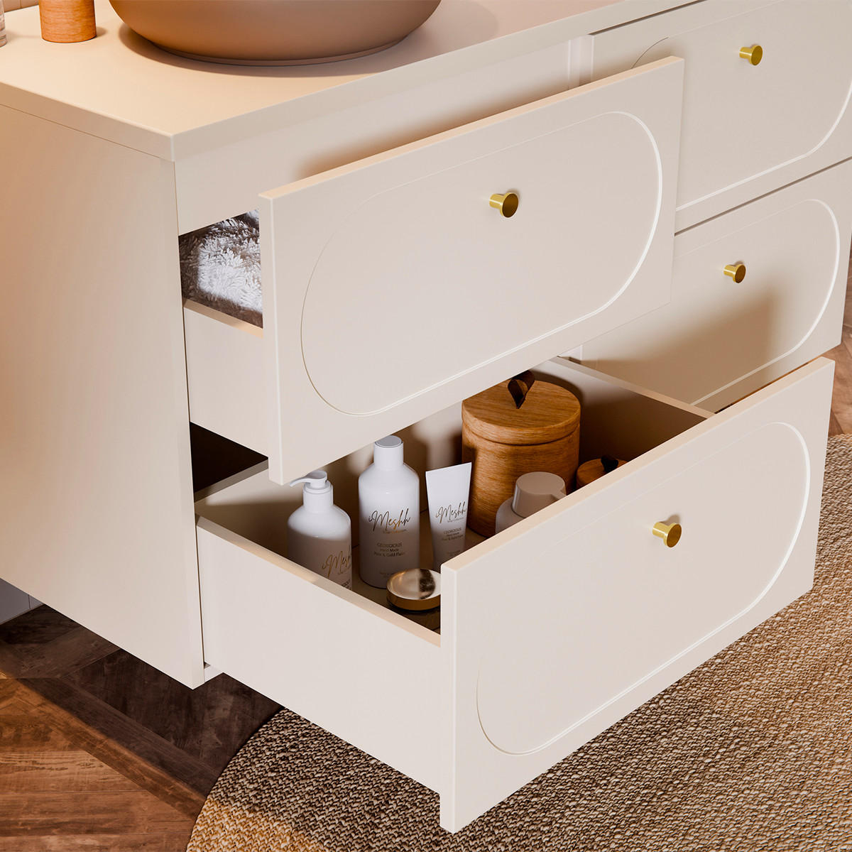 DOPPELWASCHTISCH 120.6cm Sanae Sandbeige - Beige, Holzwerkstoff (120.6/59/46cm) - Petits-meubles