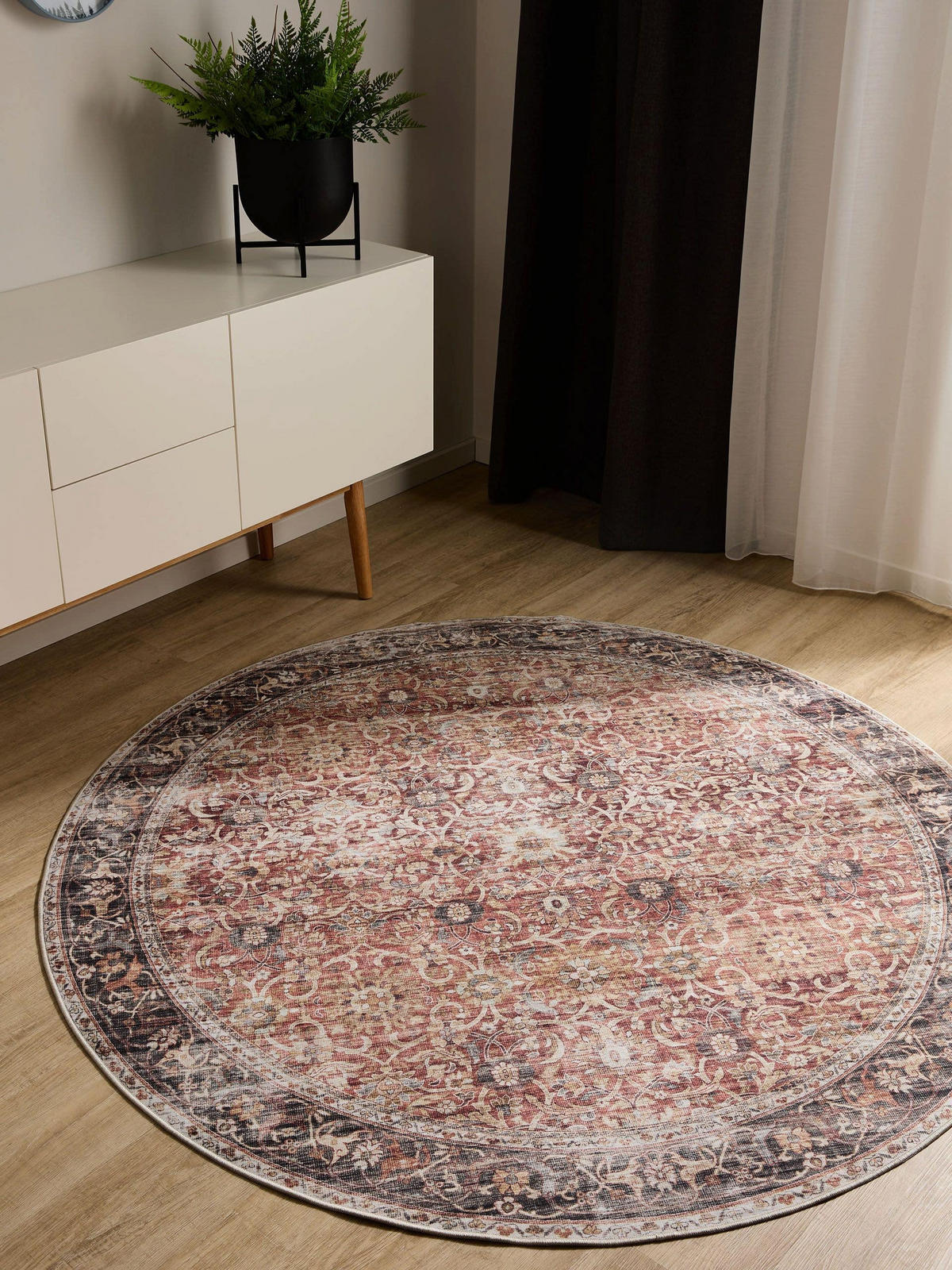 VINTAGE-TEPPICH George waschbar ø 160 cm rund - Multicolor, Kunststoff (160/160cm) - benuta