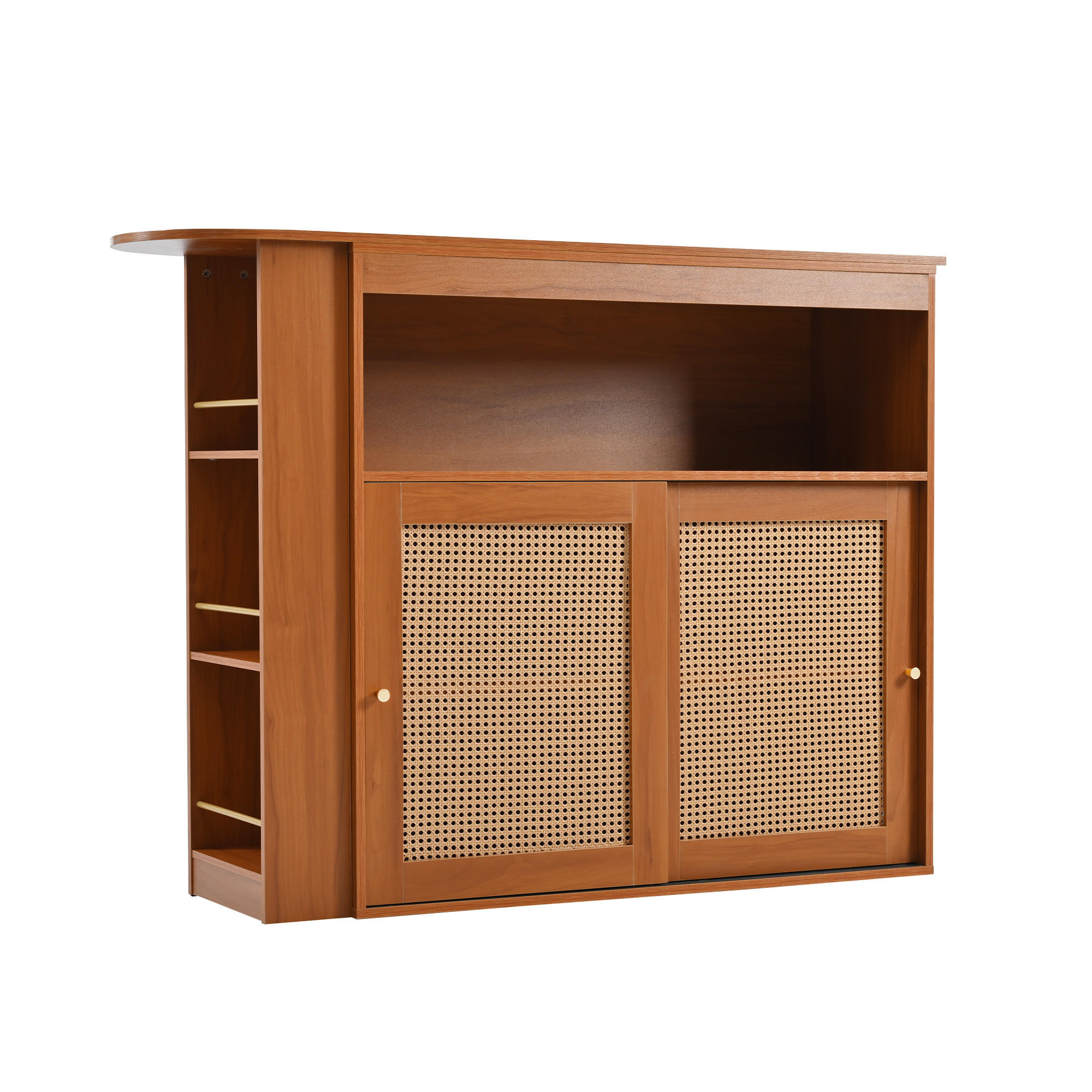 BARTISCH Ausziehbarer 138/39/104 cm braun mit Stauraum und Rattangeflecht - Braun, Holzwerkstoff (193/39/104cm) - OKWISH