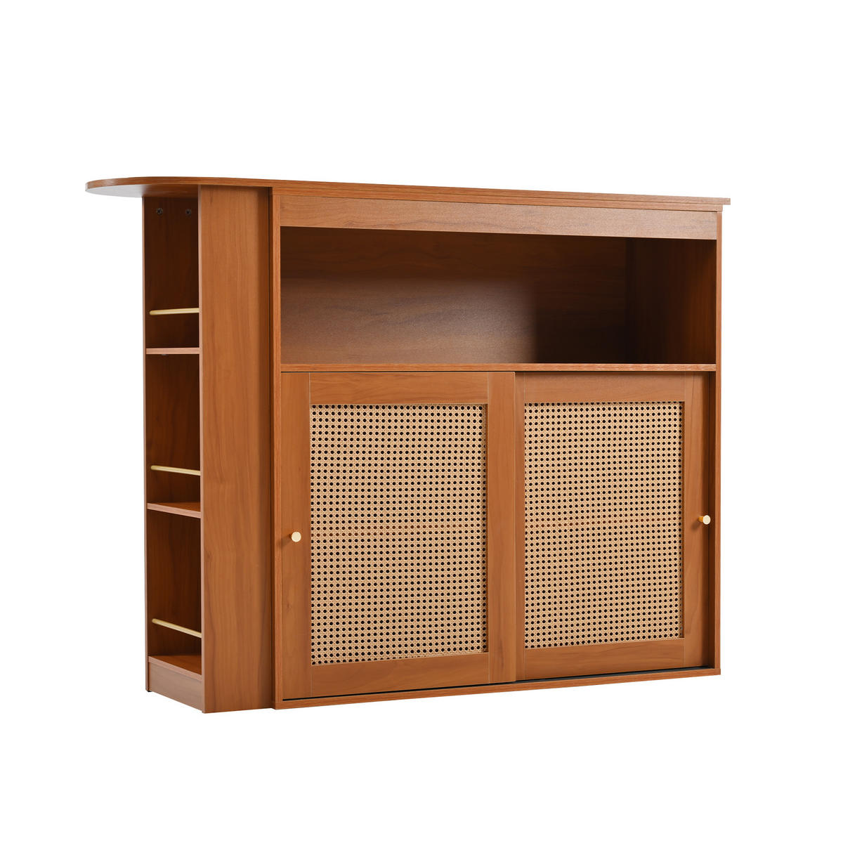 BARTISCH Ausziehbarer 138/39/104 cm braun mit Stauraum und Rattangeflecht - Braun, Holzwerkstoff (193/39/104cm) - OKWISH