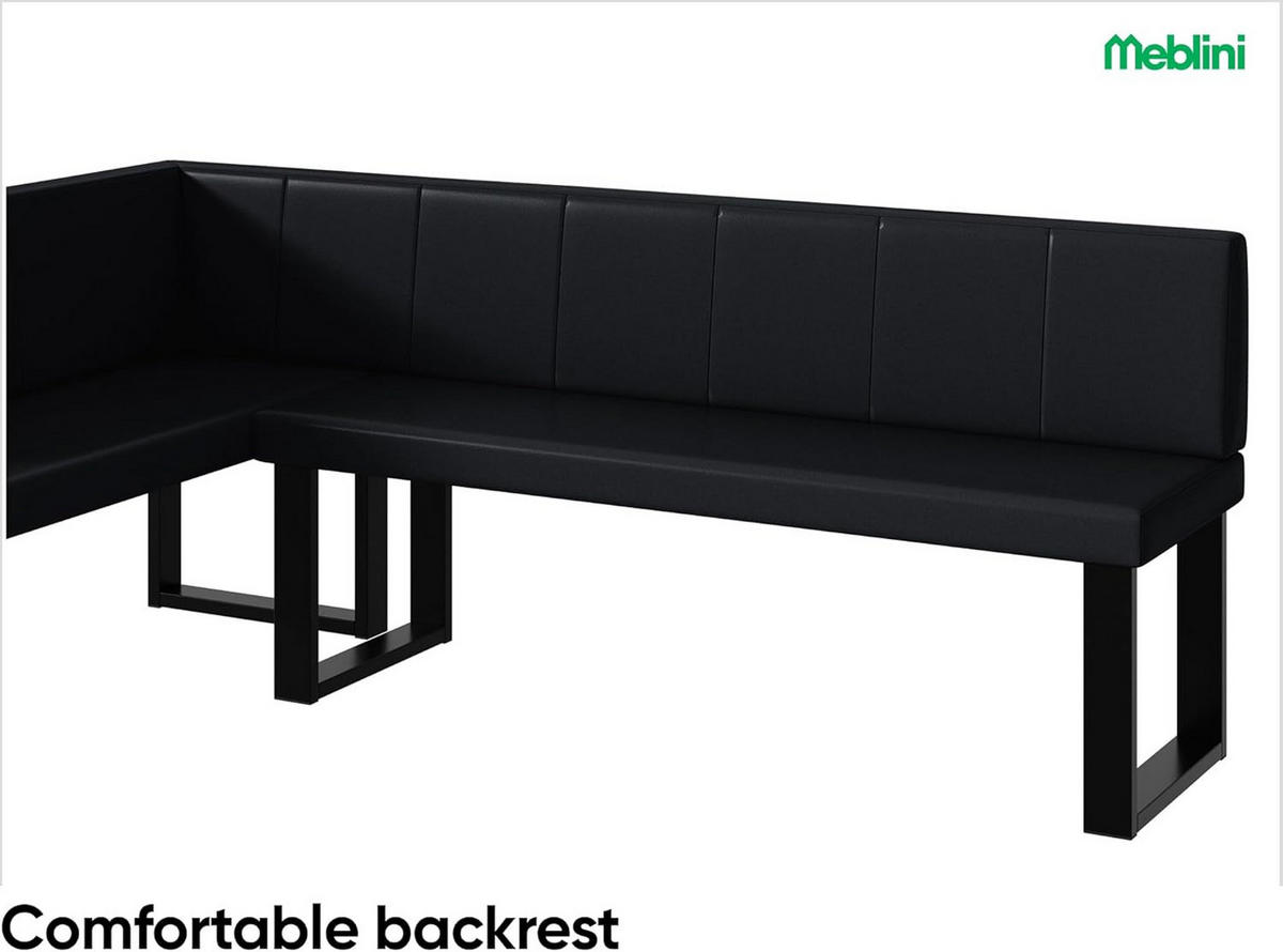 ECKBANK PETER_U - Schwarz, Leder (142/196cm) - Meblini