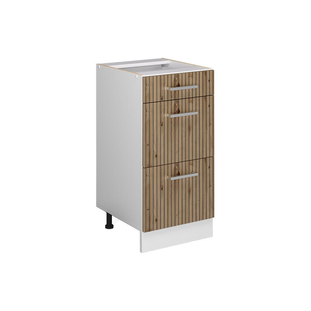 KÜCHENUNTERSCHRANK R-Line Artisan-Eiche 40 cm mit Schubladen, ohne AP - Weiß/Eiche Artisan, Holzwerkstoff (40/81.6/46cm) - Vicco