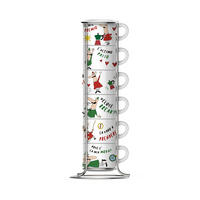 ESPRESSOTASSEN-SET 7-tlg. mit Metallgestell, Bunt - Multicolor, Keramik (0.09L) - Bialetti
