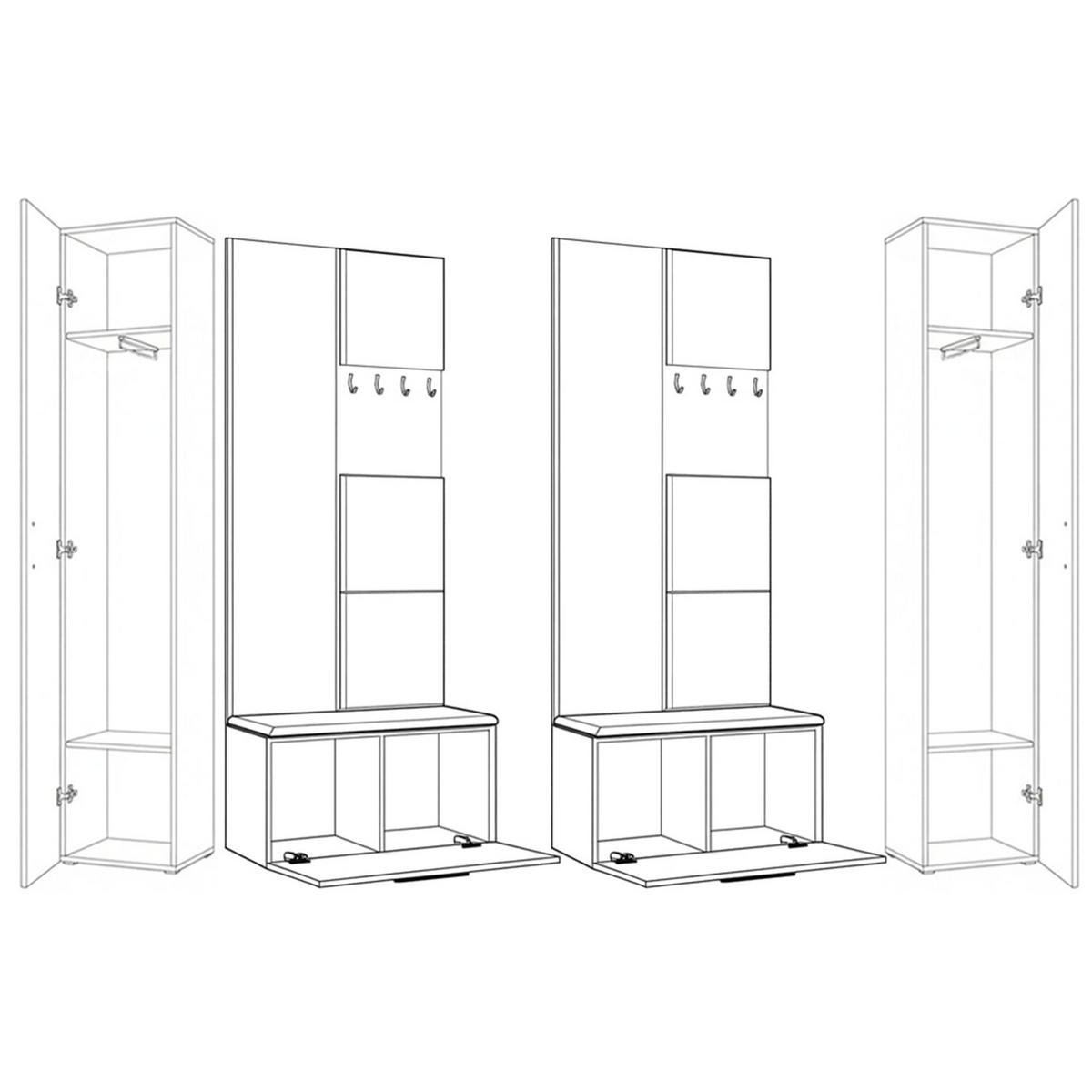 GARDEROBENSCHRANK MODULO 241,2/204/40 cm Modern Garderobe-Set Grau - Grau, Holzwerkstoff (241.2/204/40cm) - MASSENO
