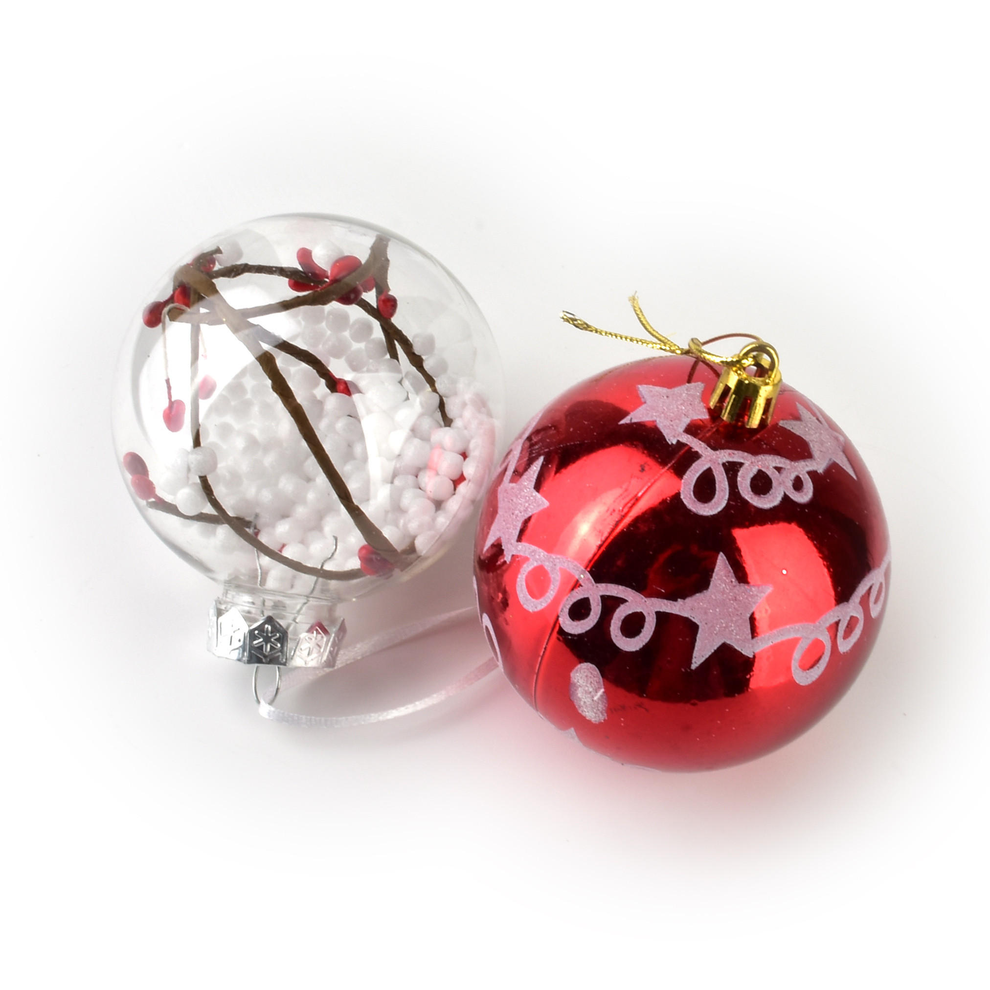 CHRISTBAUMKUGEL-SET Santa Lila Weiß 8/7/8 cm Kunstoff - Weiß, Kunststoff (7/8/8cm) - Mondex