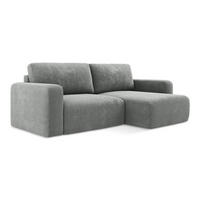ECKSOFA mit Schlaffunktion rechts Chenille Stoff Grau - Blau/Schwarz, Kunststoff/Textil (244/149cm) - Makamii