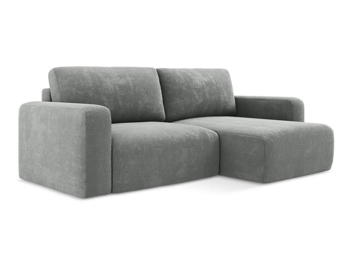 ECKSOFA mit Schlaffunktion rechts Chenille Stoff Grau - Blau/Schwarz, Kunststoff/Textil (244/149cm) - Makamii